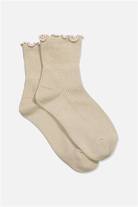 Sryl Women Ankle Socks Ruffle Turn Cuff Lovely Double Needle Solid