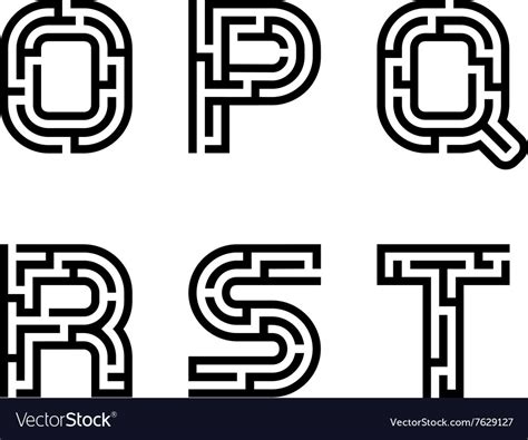 Real Maze Alphabet Font Letters Part 3 Vector Image