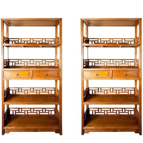 Almost Pair Of 19th Century Chinese Wood Etageres From A Unique