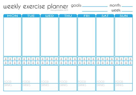 Merryprintables Free Weekly Exercise Planner