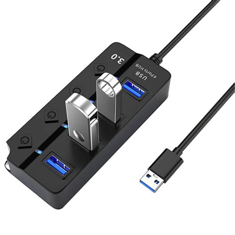 4 Port Usb Hub Splitter 30 For Desktop Laptop Computer Usb Extender Hub With Individual