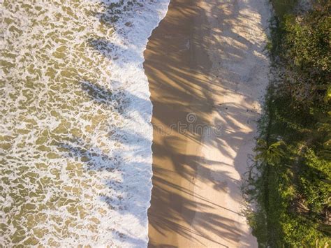 Aerial Top View Of Sandy Beach With Stunning Waves Stock Photo Image
