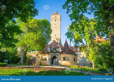 Rothenburg Ob Der Tauber Castle Tower And Gate Stock Image Image Of