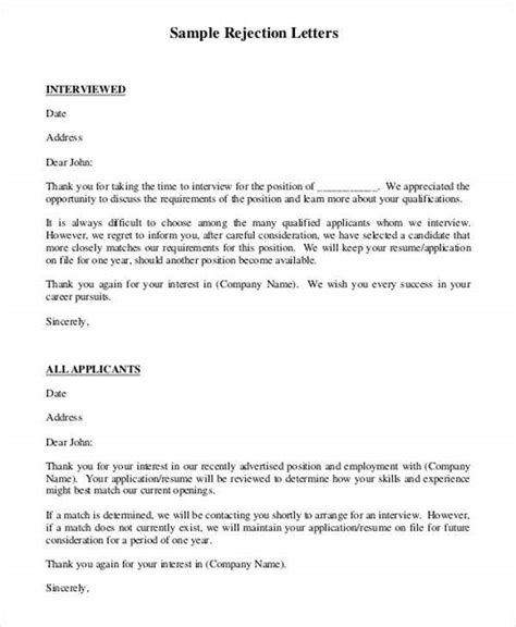 Brilliant example job application letters you can use when applying for any job! 7+Rejection Letter Templates - 7+ Free Sample, Example ...