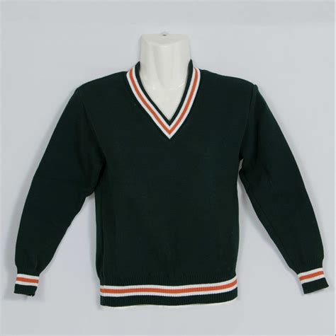 Bottle Green / White / Orange / White 3 Stripe School Jersey