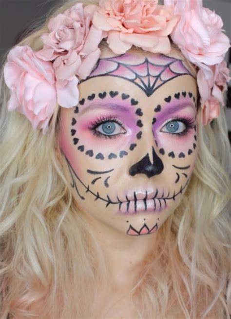 Girly Pink Sugar Skull Halloween Day Of The Dead Sugar Skull Makeup