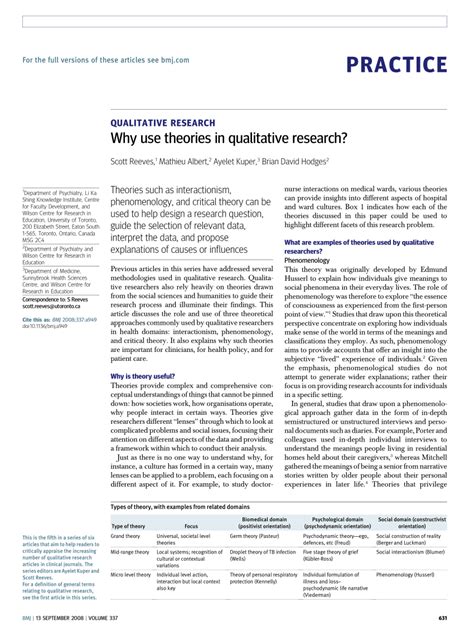 The phenomenological study was deployed to address 2 research questions by interviewing a purposive sample of 23 executives (7 it leaders, 10 cfos, and 6 ceos) . (PDF) Qualitative research - Why use theories in ...