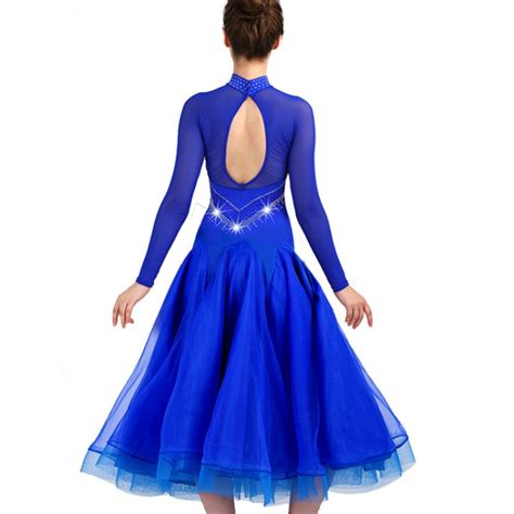 Competition Ballroom Dresses For Women Girls Royal Blue Rhinestones
