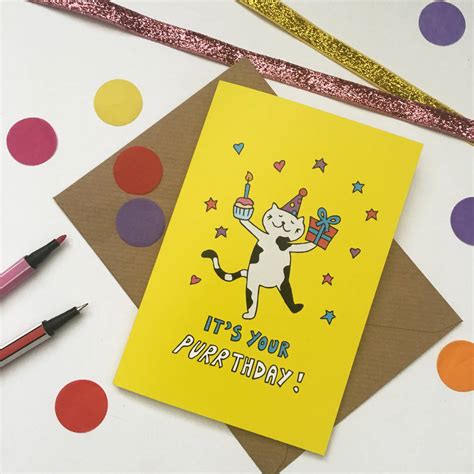 Cute Cat Birthday Card By Ladykerry Illustrated Ts