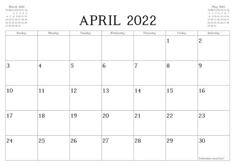 42 Simple And Cute Printable April Calendars 2022 Study Planner