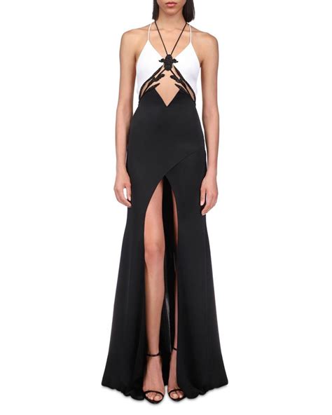 david koma crystal embellished color block cutout gown in black lyst