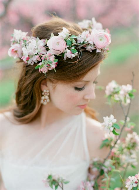 The Bride Wore A Romantic Pale Pink Floral Crown Of
