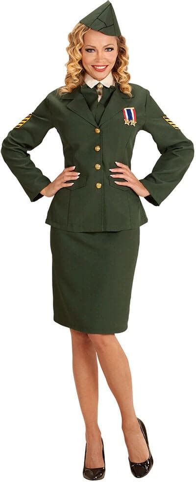 Ladies Green Army Officer Uniform Fancy Dress Costume