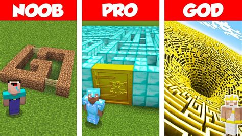 Minecraft Noob Vs Pro Vs God Giant Maze House Build Challenge Secret