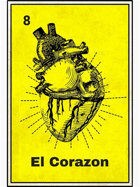 El Corazon Mexican Loteria Bingo Card Sticker By Casadeloteria Redbubble
