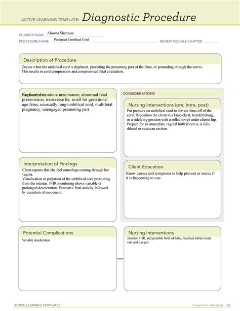 Active Learning Template Diagnostic Procedure Form Active Learning