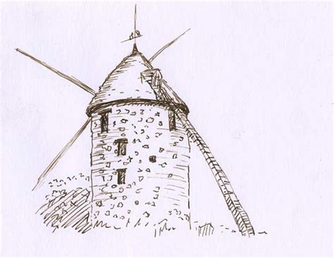 Les artistes mangas talentueux ne manquent. Dessin encre moulin tour de Montfermeil