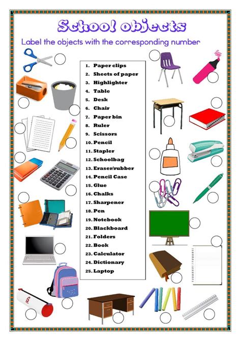 School Objects Interactive And Downloadable Worksheet Check Your