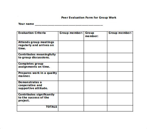 7 Peer Evaluation Forms Samples Examples And Formats Sample Templates
