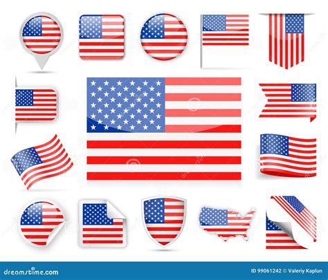 United States Flag Vector Set Stock Illustration Illustration Of