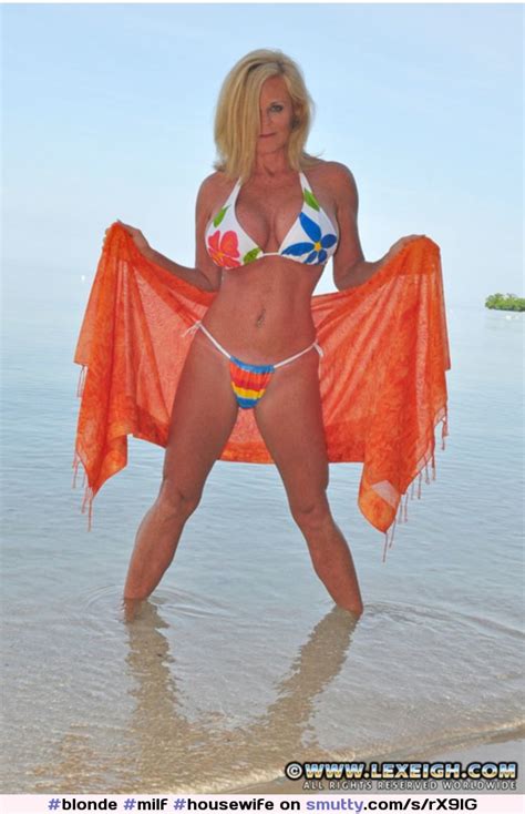 Blonde Milf Housewife Lexeigh Bikini Beach Vacation