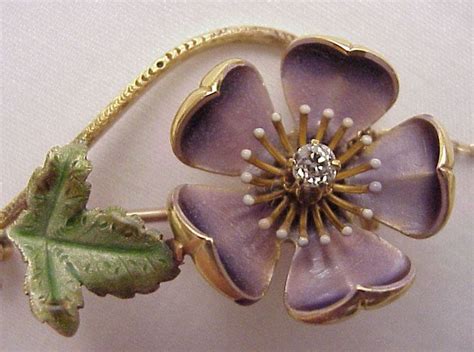 14kt Yellow Gold And Enamel Flower Pin Circa 1900 From Richardwbell On