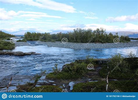 Large River In The Arctic Tundra Abisko National Park