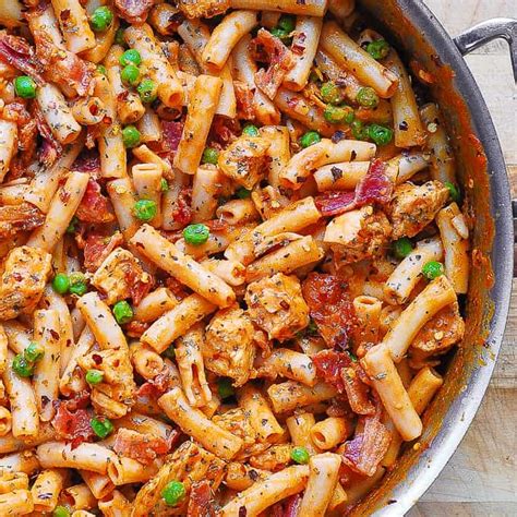 Mar 20, 2010 · add pasta and cook for 8 to 10 minutes or until al dente; Spicy Chicken Pasta with Bacon and Peas - Julia's Album