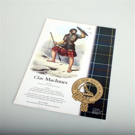 Macinnes Scottish Clan Poster A4 Scottish Clans Clan Poster