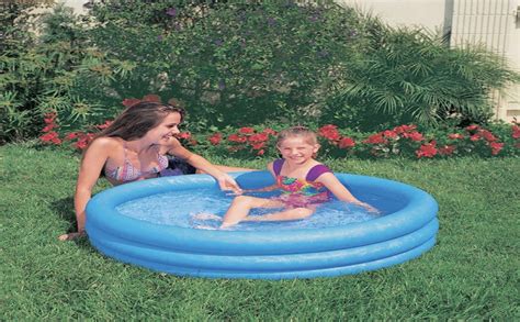 Intex 59416np Crystal Blue Three Ring Inflatable Paddling Pool 114m X