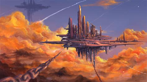 4k Clouds City Sky Science Fiction Vv Ave Artwork Hd Wallpaper