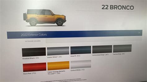 2021 Ford Bronco Colors Chart Warehouse Of Ideas