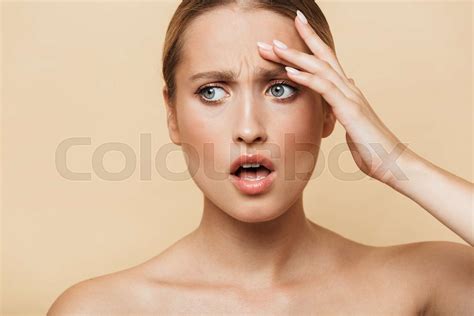 Emotional Blonde Woman Posing Naked Stock Image Colourbox
