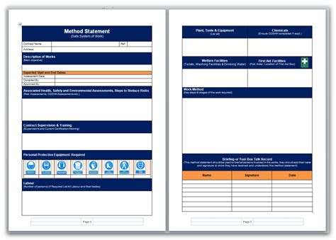 Method Statement Risk Assessment Template Free Free Printable Templates