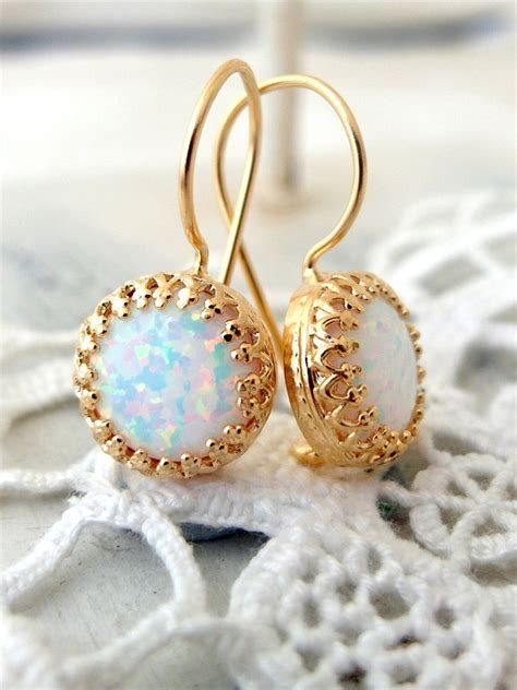 Opal Earringswhite Opal Drop Earringsopal Bridal Etsy