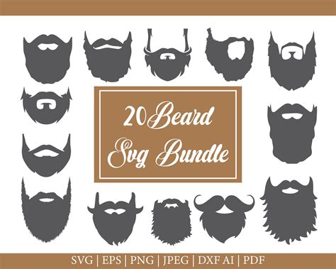 20 BEARD SVG Bundle Beard Clip Art Beard Svg Cut File Beard Etsy