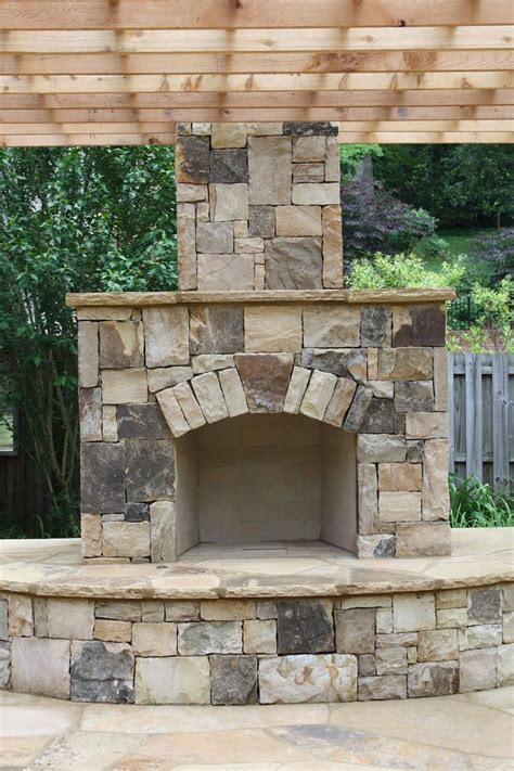 Outdoor Stone Fireplace With Pergola Fireplaces And Firepits