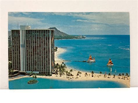 Hilton Hawaiian Village Hotel Postcard Vintage 60s Etsy