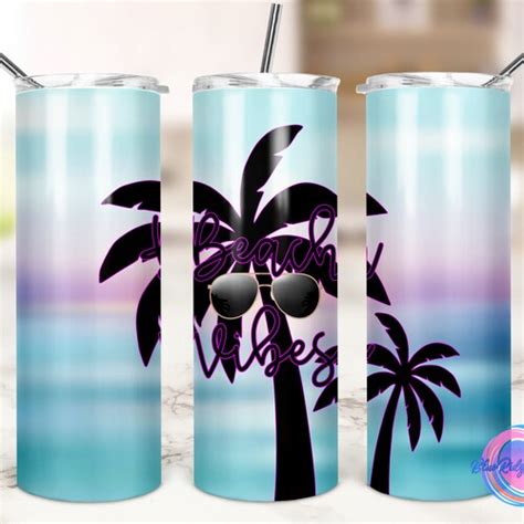 Beach 20 Oz Skinny Tumbler Sublimation Design Beach Vibes Etsy India