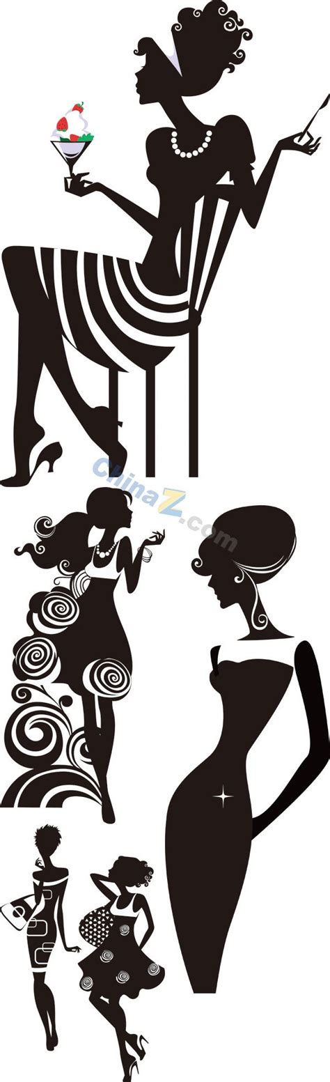 Elegant Womens Silhouettes Vector Material Silhouette Cameo