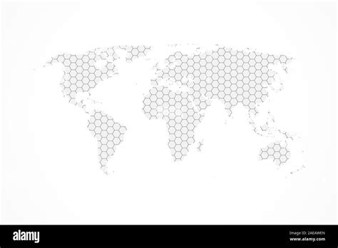 Grey Hexagon World Map Vector Illustration Flat Design Stock Vector