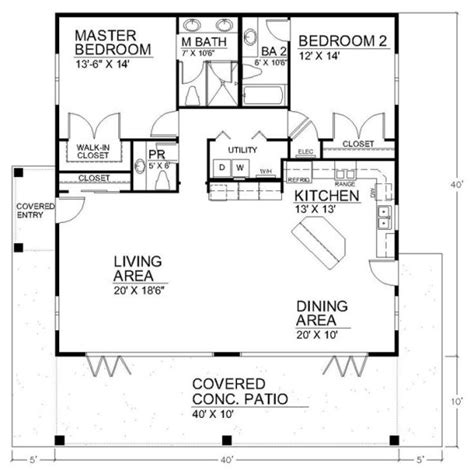 Open Floor Plan 700 Sq Ft 2 Bedroom Floor Plan Open Floor House