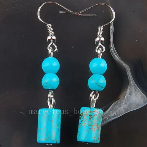 Free Shipping Fashion Jewelry Blue Howlite Earrings Pair Mc In Drop