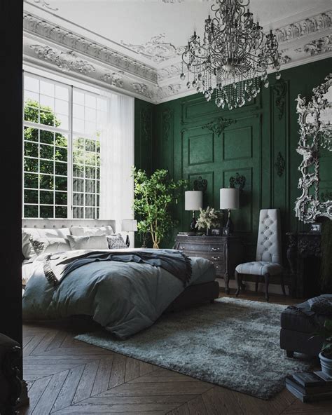 Дизайн спальни в темно зеленых тонах 87 фото