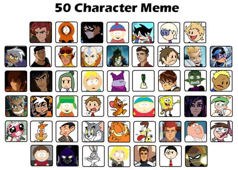 50 Cartoon Characters Meme By Skyrider747 On Deviantart
