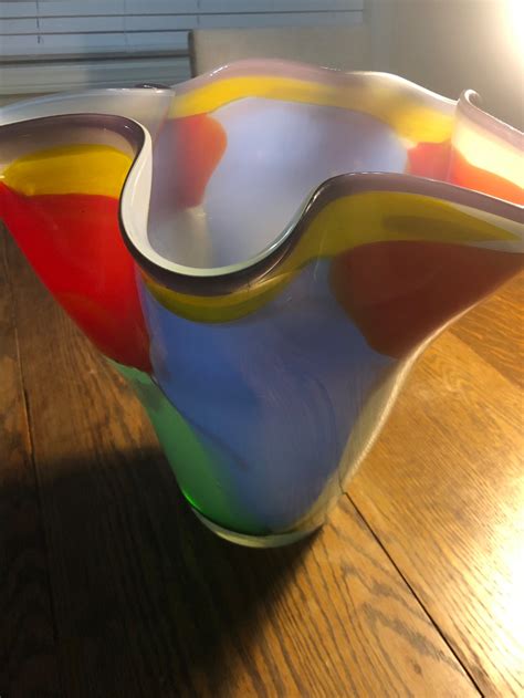 Large Vintage Multi Color Glass Vase Murano Etsy