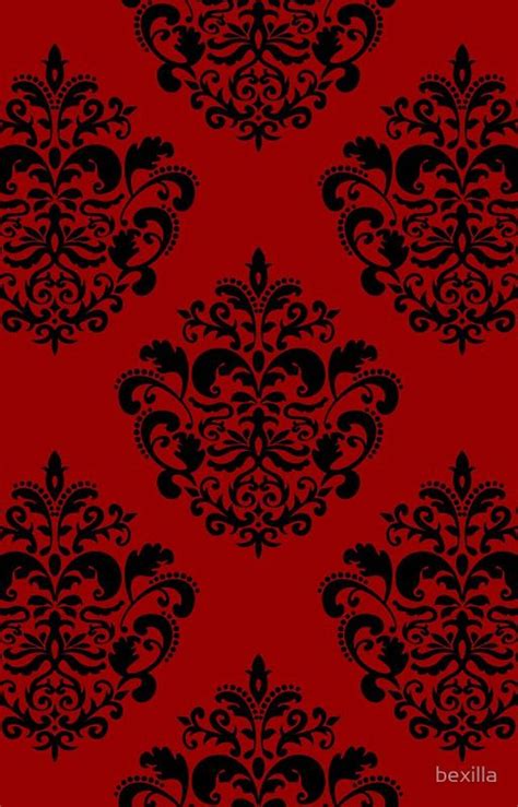 Black And Red Damask Pattern Throw Pillow By Bexilla Gothic Wallpaper