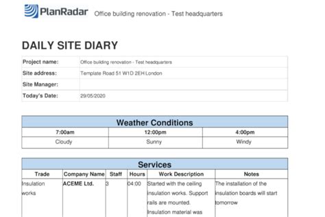 An idea diary is a bit more complicated, as this type of diary relies on moments of inspiration and creativity. Site diary template for construction projects - PlanRadar