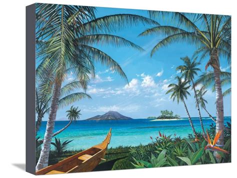 Tropic Travels Tropical Coastal Beach Ocean Landscape Art Stretched