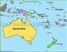 Map of Oceania with countries and capitals